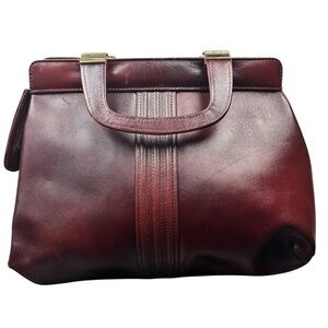 Tano Structured Satchel Purse Burgundy Red Color Structured Handles Classic